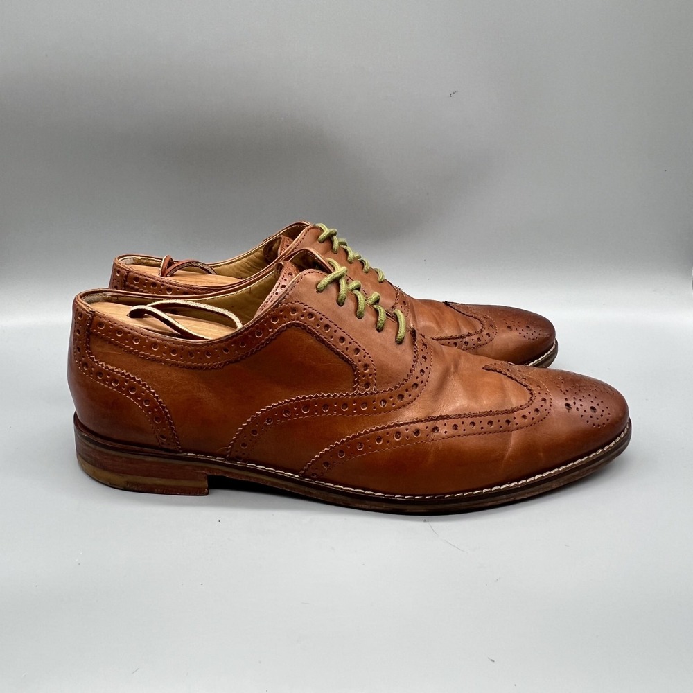 Cole Haan Shoes Men 10 Brown Leather Grand OS Wingtip Oxford Dress Brogue Casual
